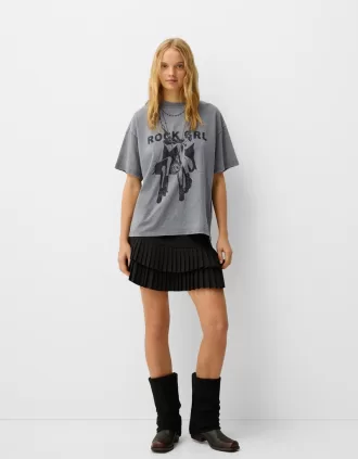 Camiseta oversize estampada de manga corta