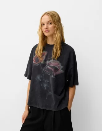 Camiseta oversize estampada de manga corta