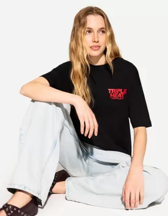 Camiseta oversize estampada de manga corta