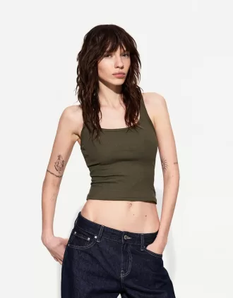 Camiseta sin mangas de canalé