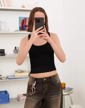 Camiseta sin mangas de canalé