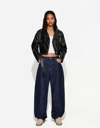 Cazadora biker efecto piel