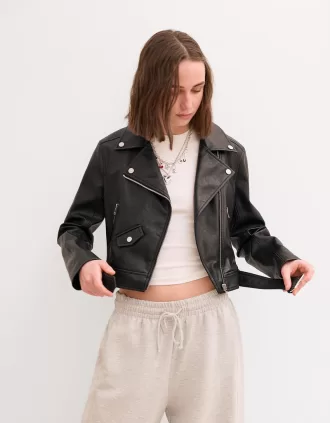 Cazadora biker efecto piel
