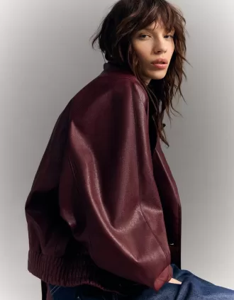 Chaqueta cruzada efecto piel