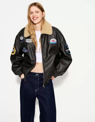 Chaqueta doble faz con parches