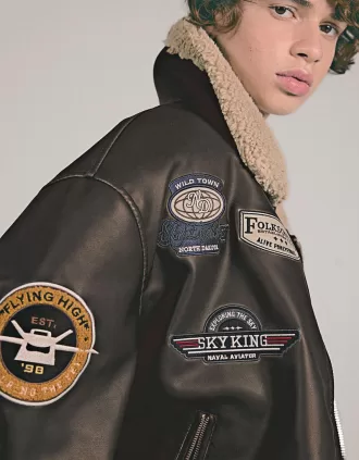 Chaqueta doble faz con parches