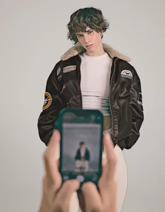 Chaqueta doble faz con parches