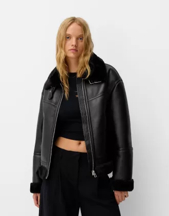 Chaqueta doble faz pelo sintético