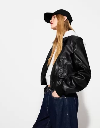Chaqueta efecto piel canalé