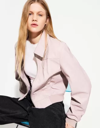 Chaqueta efecto piel canalé