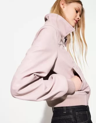 Chaqueta efecto piel canalé