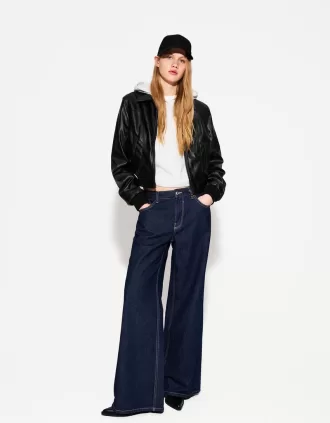 Chaqueta efecto piel canalé