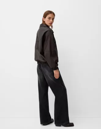 Chaqueta oversize de piel sintética