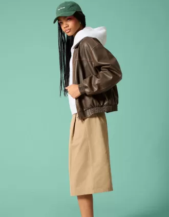 Chaqueta oversize de piel sintética