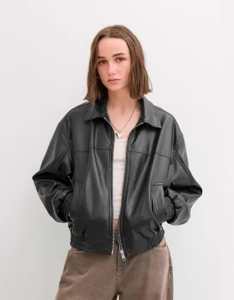 Chaqueta oversize de piel sintética