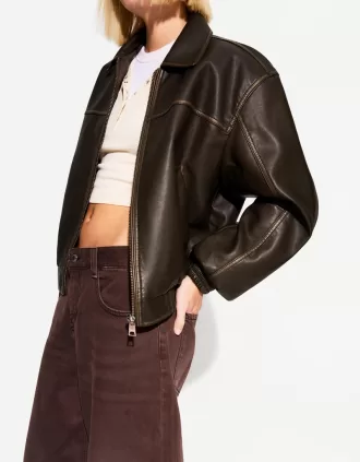 Chaqueta oversize de piel sintética