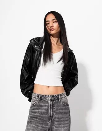 Chaqueta oversize de piel sintética