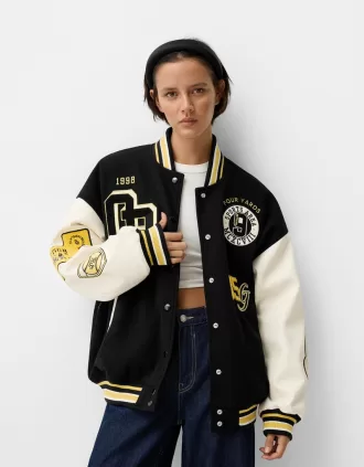 Chaqueta universitaria con mangas en contraste