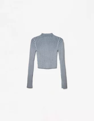 Jersey canalé cuello alto