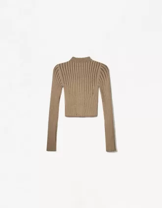 Jersey canalé cuello alto