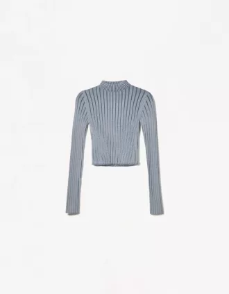 Jersey canalé cuello alto