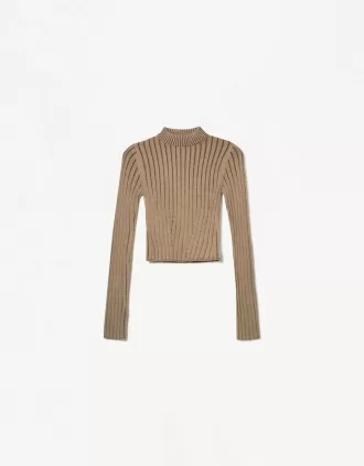 Jersey canalé cuello alto
