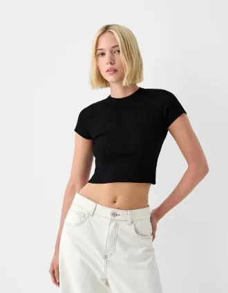 Jersey de manga corta con aberturas y lazos