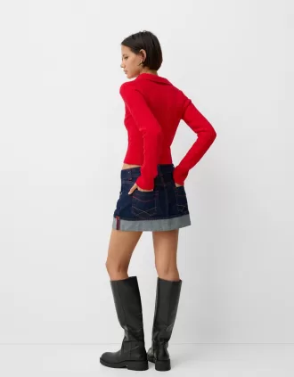 Jersey de punto trenzado con cuello tipo polo