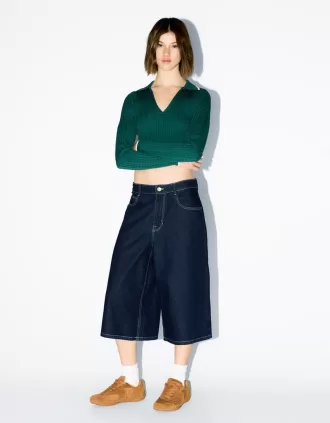 Jersey de punto trenzado con cuello tipo polo