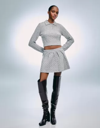 Jersey de punto trenzado con cuello tipo polo
