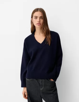 Jersey oversize con cuello de pico