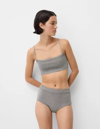 Mini shorts de punto metalizado