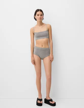 Mini shorts de punto metalizado