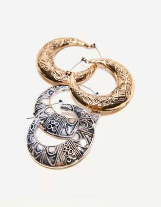 Pack de 2 pendientes de aro bohemios