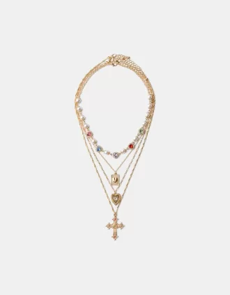 Pack de 4 collares con cruces de strass