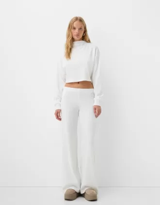 Pantalón ancho canalé tacto suave