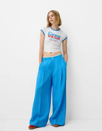 Pantalón ancho de popelina