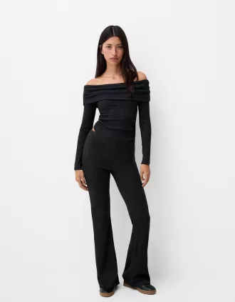 Pantalón culotte canalé evasé