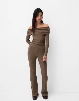 Pantalón culotte canalé evasé