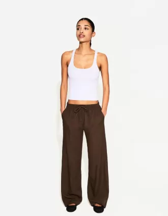 Pantalón mezcla de lino con cinturilla elástica