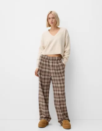 Pantalón recto cuadros