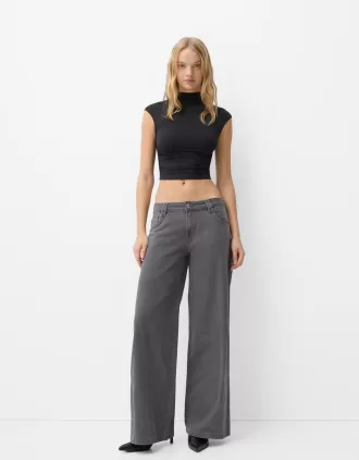 Pantalón recto de sarga estampado