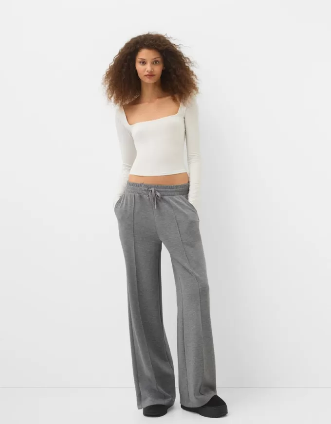 Pantalones anchos de tacto suave