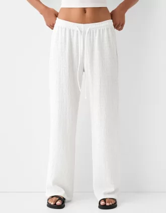 Pantalones rectos con punto waffle