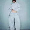 Pantalones tipo sudadera de material tipo barril