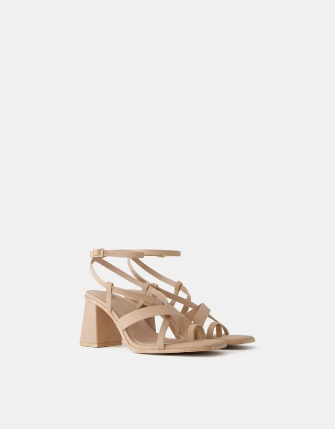Sandalias multitiras con tacón bloque Sandalias multitiras con tacón bloque