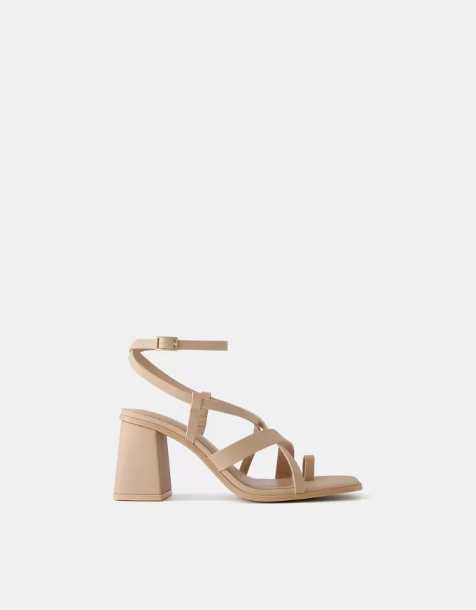Sandalias multitiras con tacón bloque Sandalias multitiras con tacón bloque