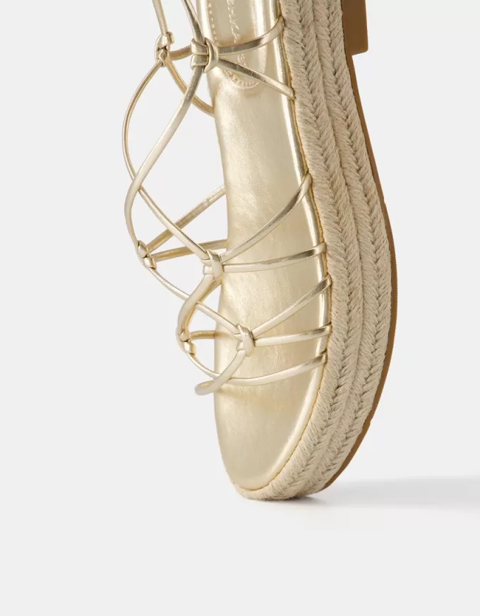 Sandalias planas de yute atadas
