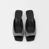 Sandalias tipo mule de tacón con detalles de strass