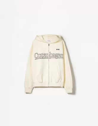 Sudadera con capucha estampada y cremallera